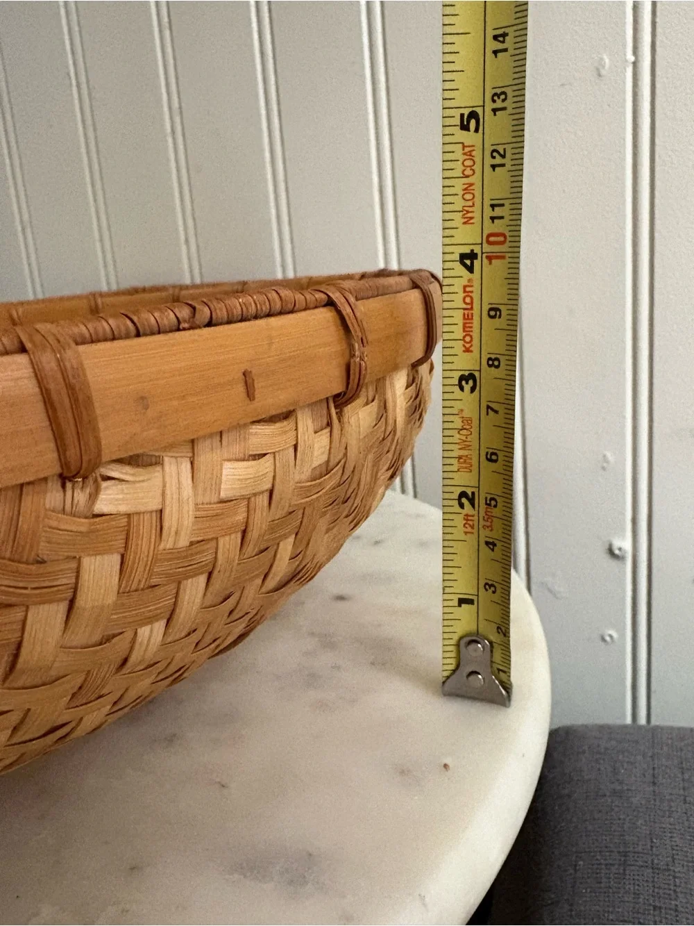 Vintage Handwoven Bamboo 13” Winnowing Basket Brown/Tan VTG Boho Bohemian Rustic